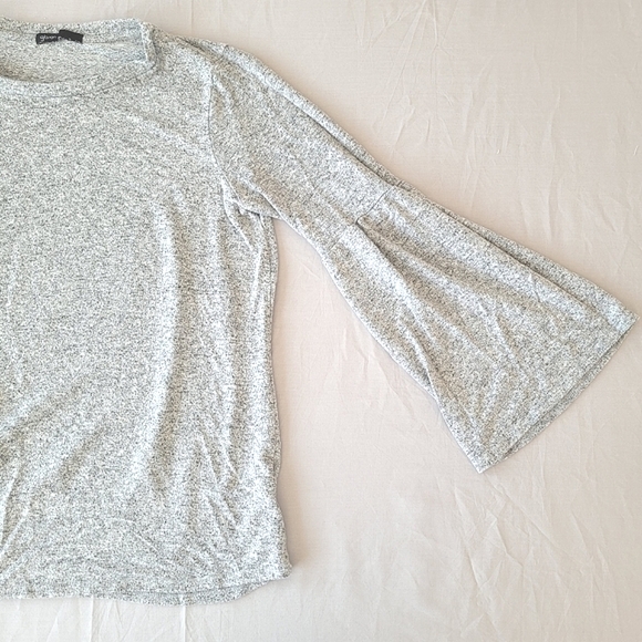 GIBSON Long Bell Sleeve Cozy Fleece Grey Top - Picture 5 of 12